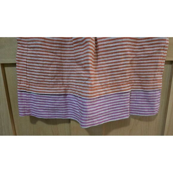 Loft sz 0 Orange & Purple Striped Mini Skirt W Pleats linen beach Nautical - Picture 3 of 11